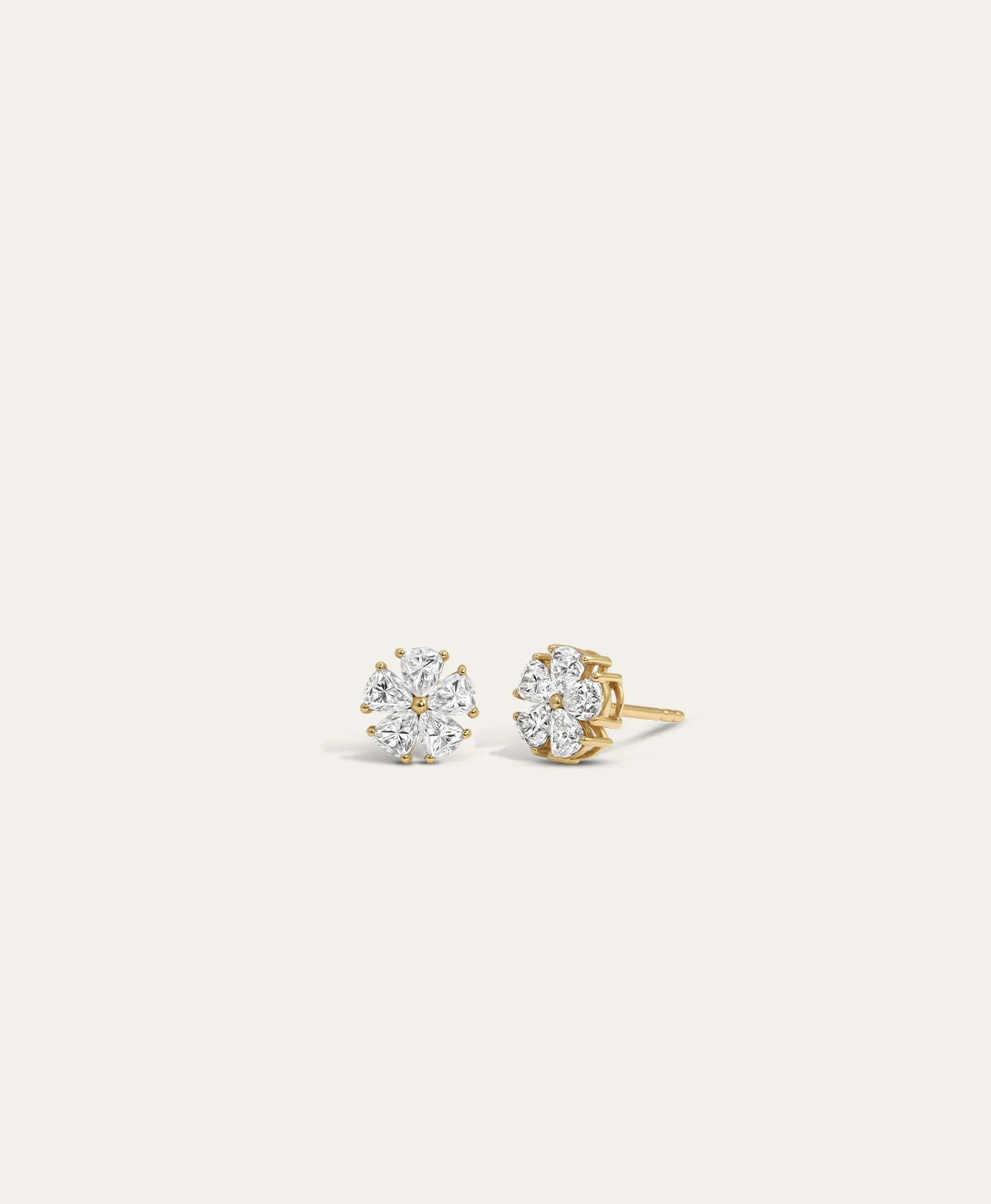 Diamond Flower Stud Earrings - Image 3