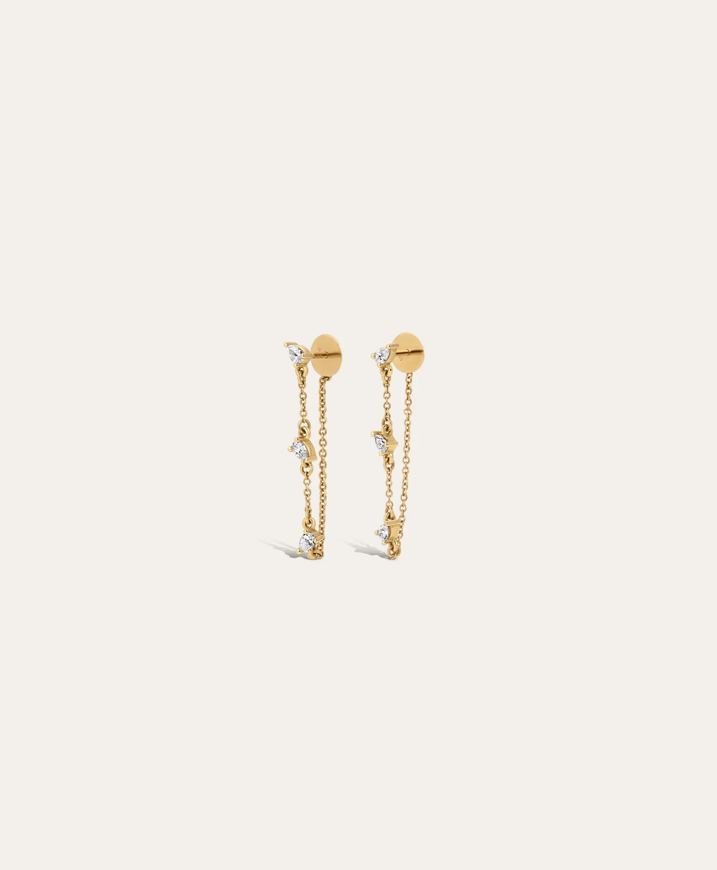 Diamond Pear Chain Drop Earrings - Image 3
