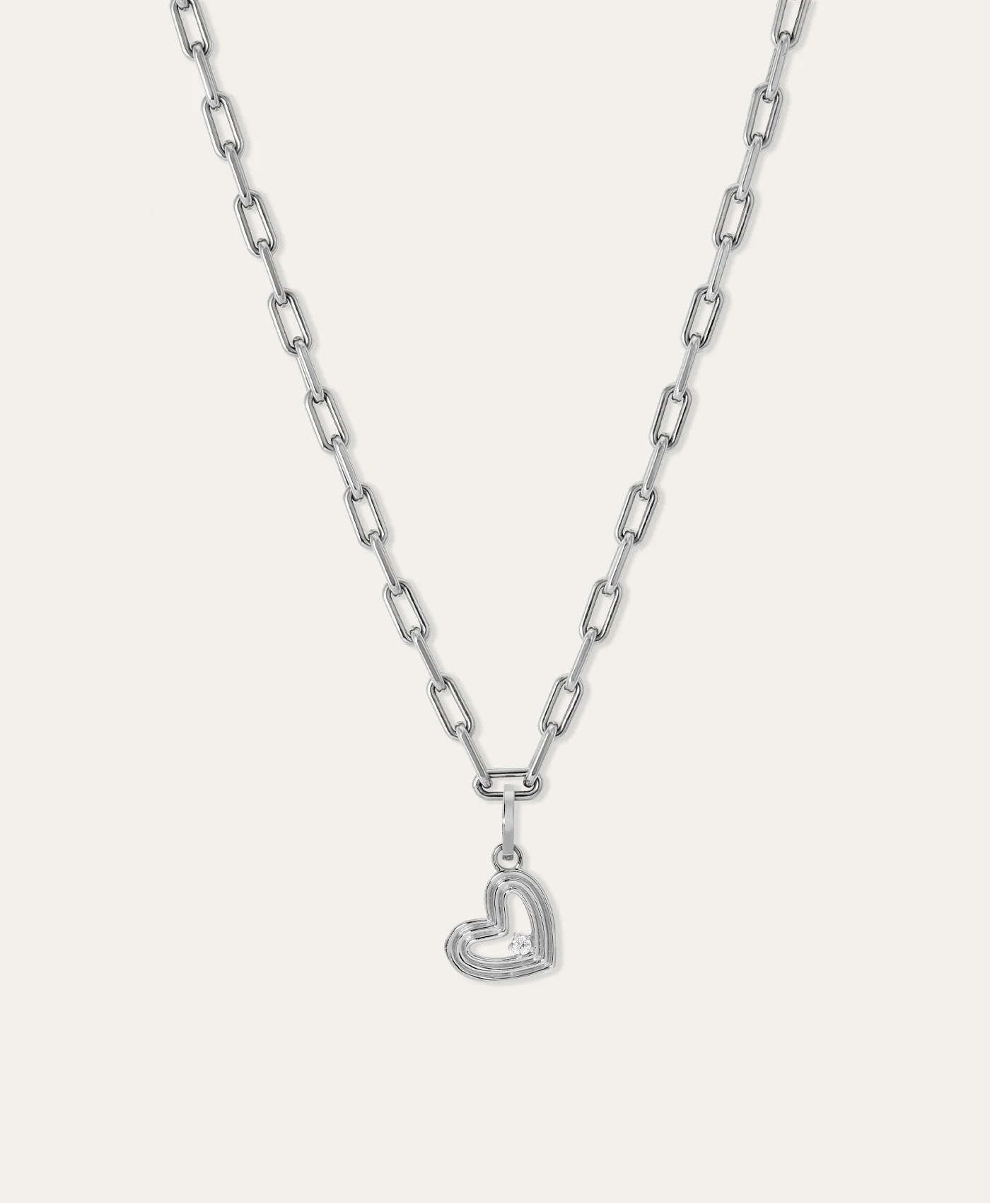 Groovy Diamond Heart Hinged Charm in Sterling Silver - Image 3