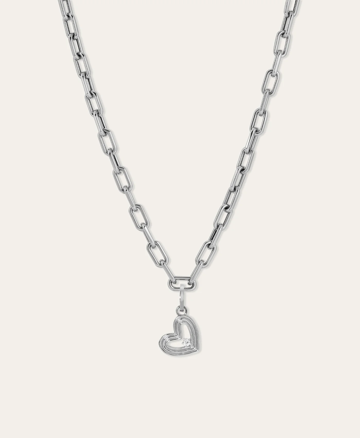 Groovy Diamond Heart Hinged Charm in Sterling Silver - Image 4