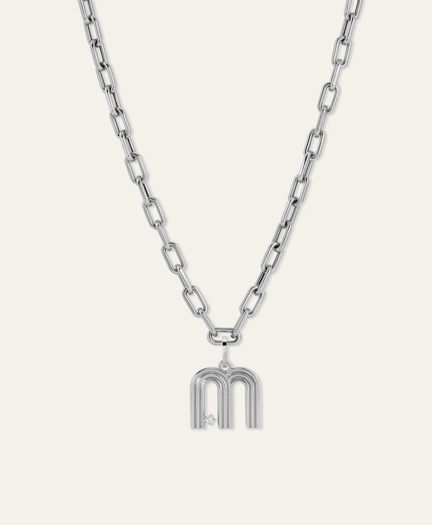 Groovy Diamond Initial Hinged Charm in Sterling Silver - Image 6