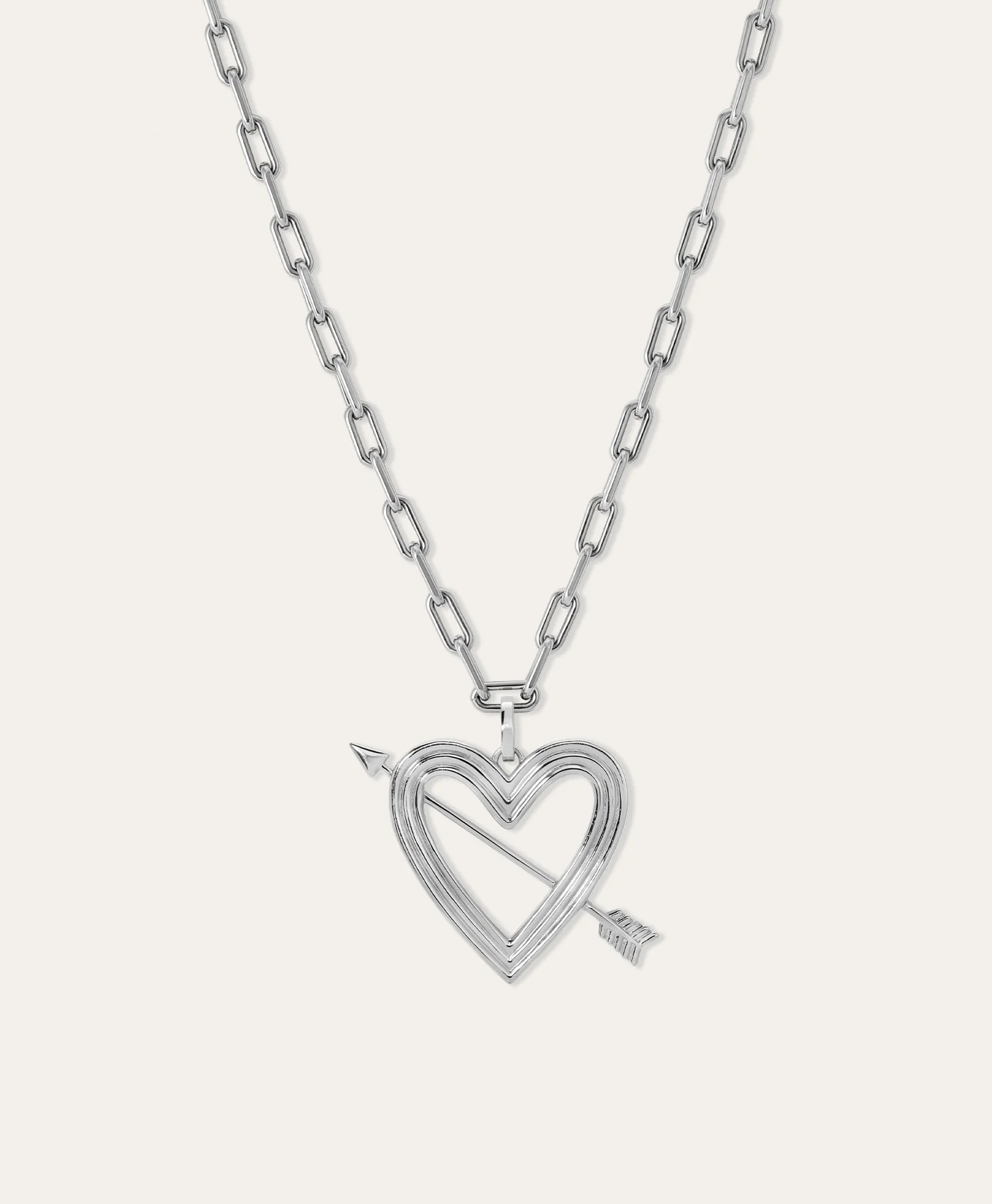 Groovy XL Heart + Arrow Hinged Charm in Sterling Silver - Image 3