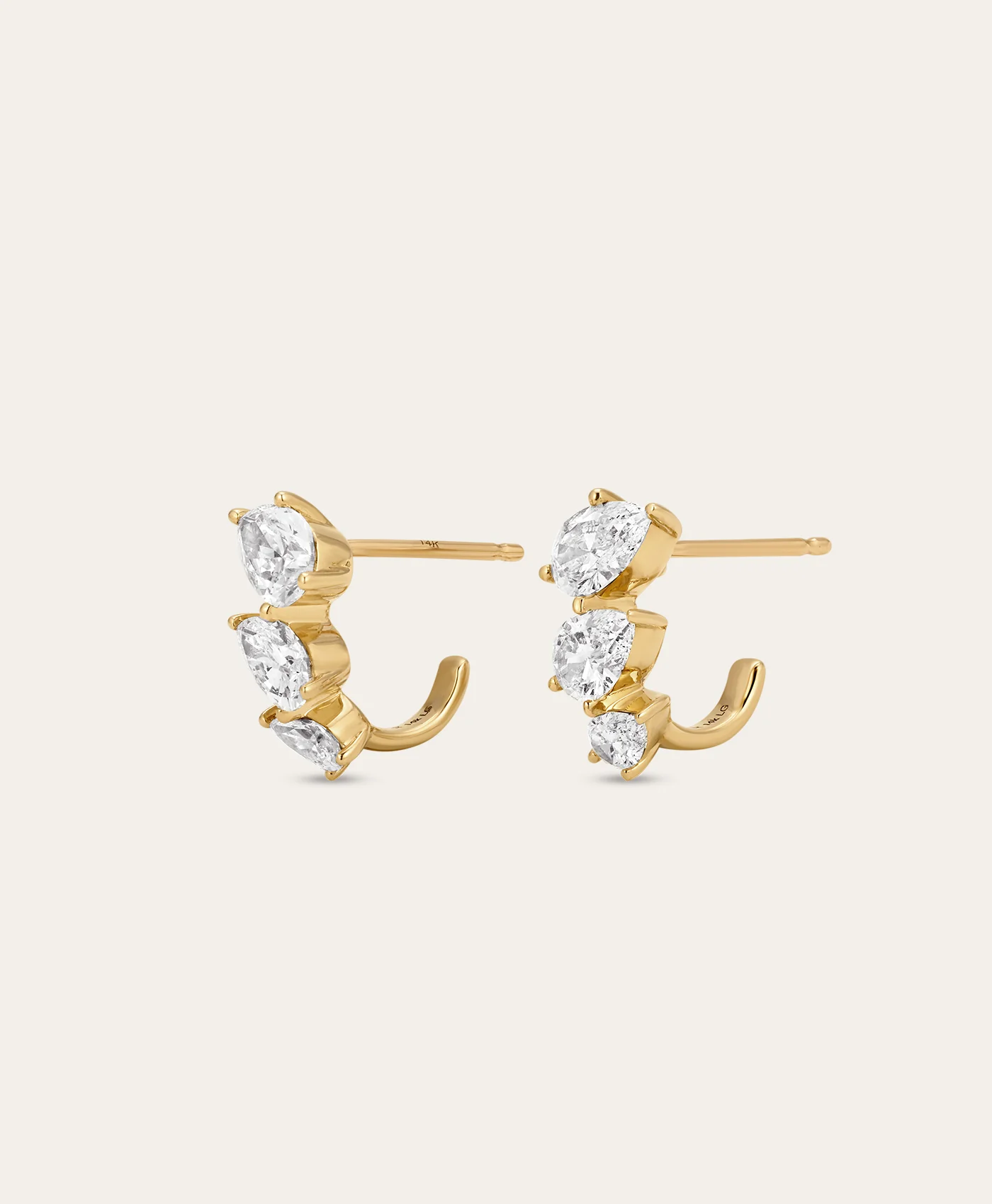 Pear Diamond J Hoops - Lab Grown - Image 3