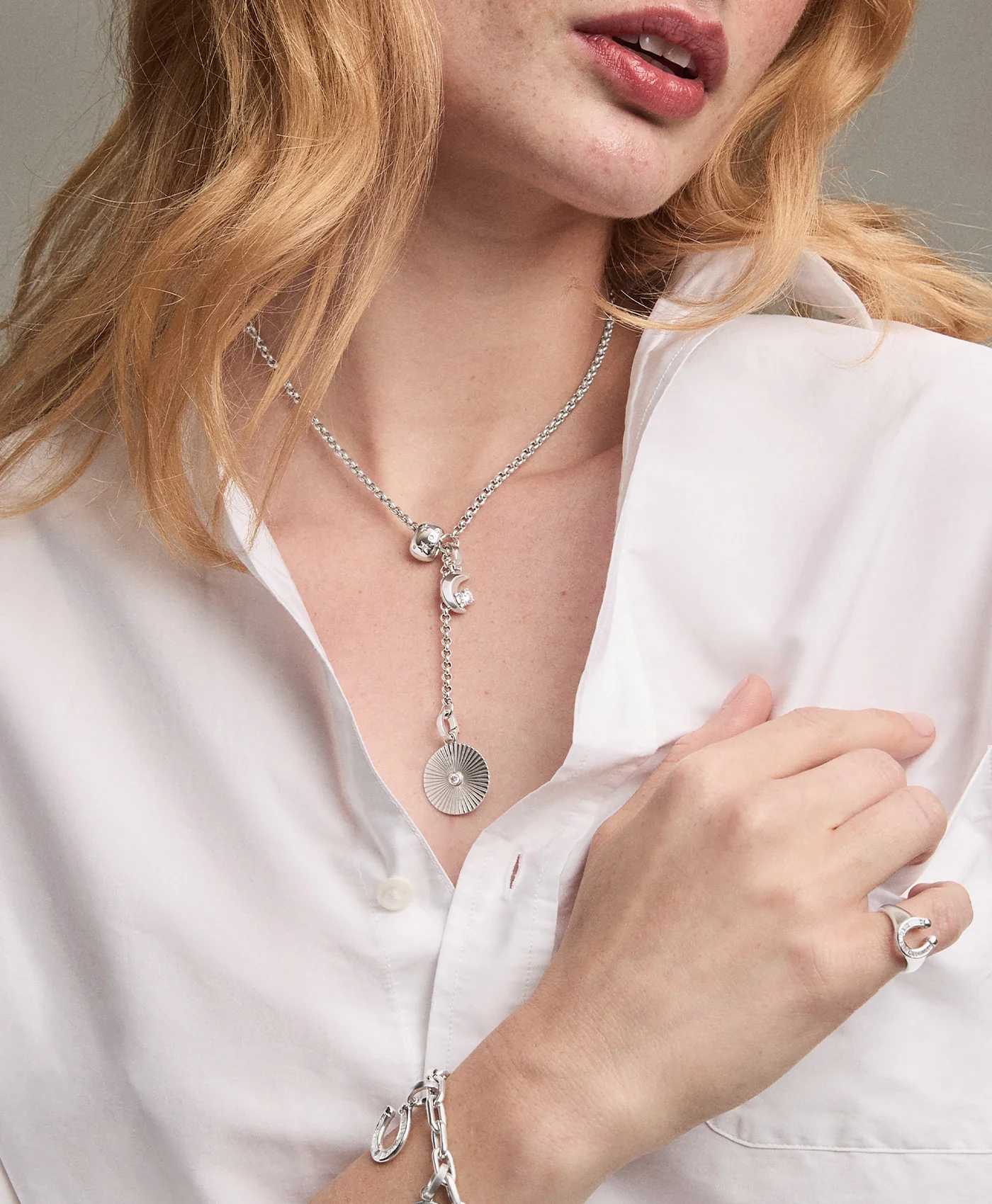 The Moon and The Stars Lariat Necklace in Sterling Silver - Image 4