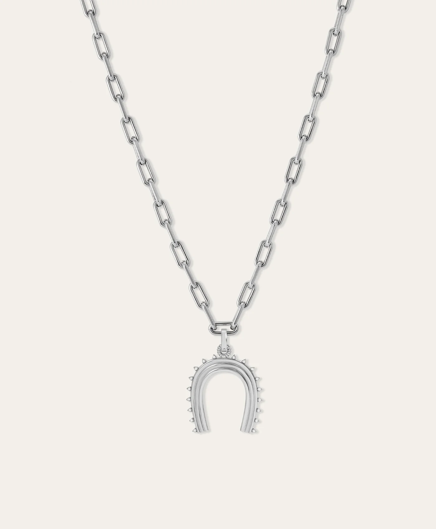 Groovy XL Diamond Horseshoe Hinged Charm in Sterling Silver - Image 4