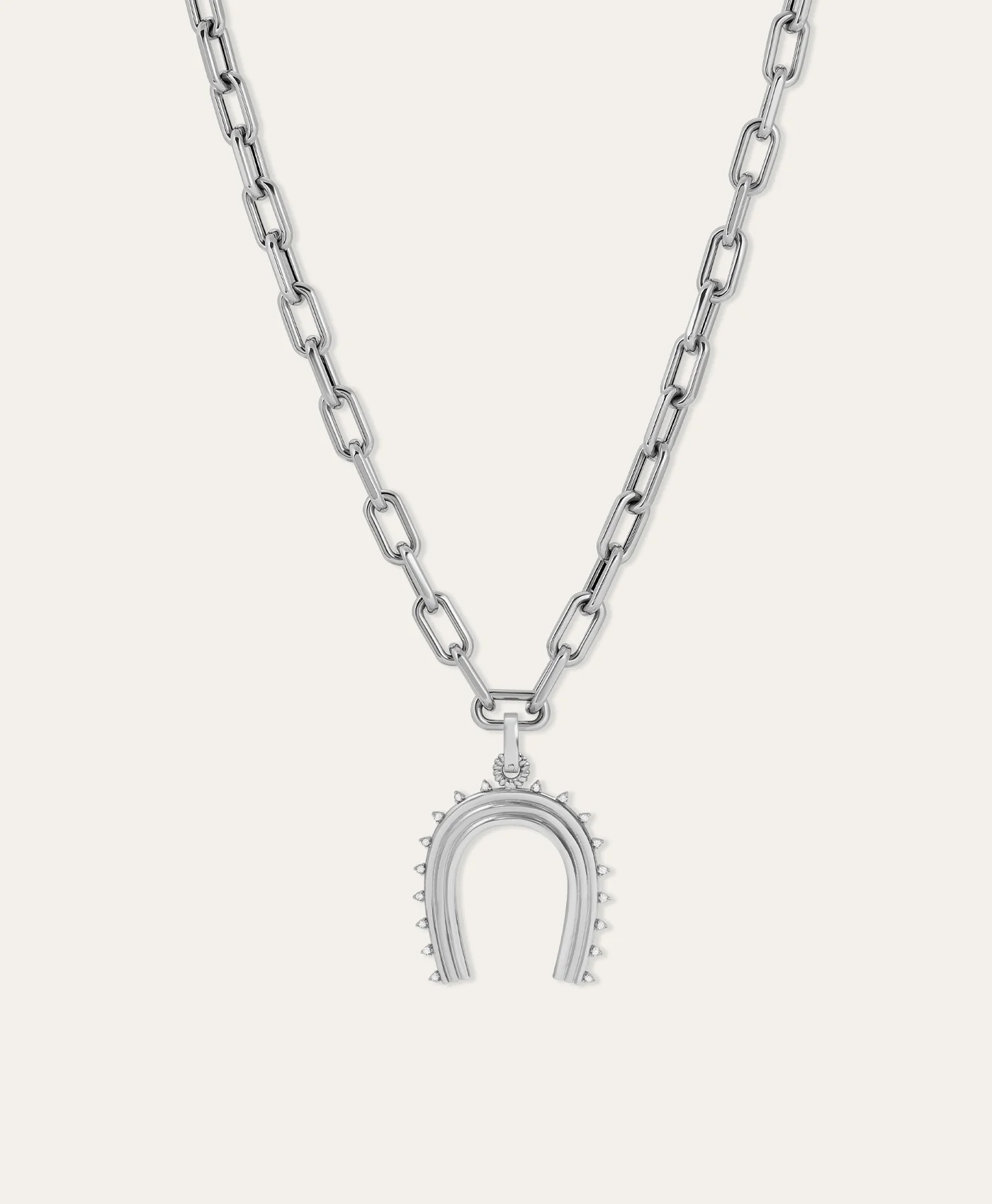 Groovy XL Diamond Horseshoe Hinged Charm in Sterling Silver - Image 5